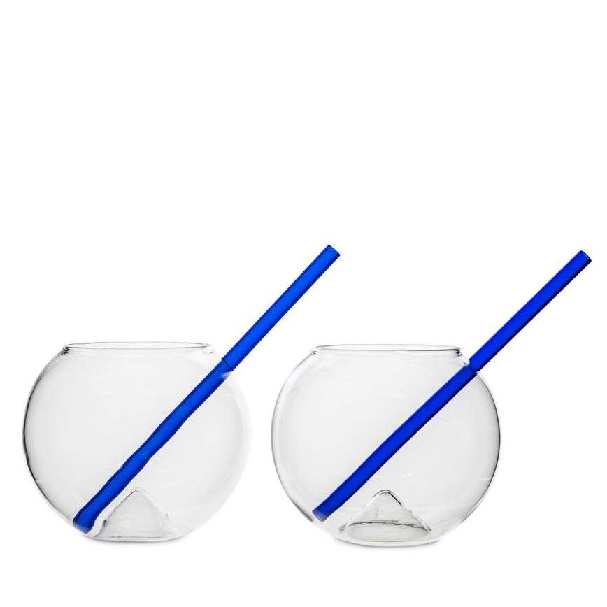Byon - glazen met blauw rietje
